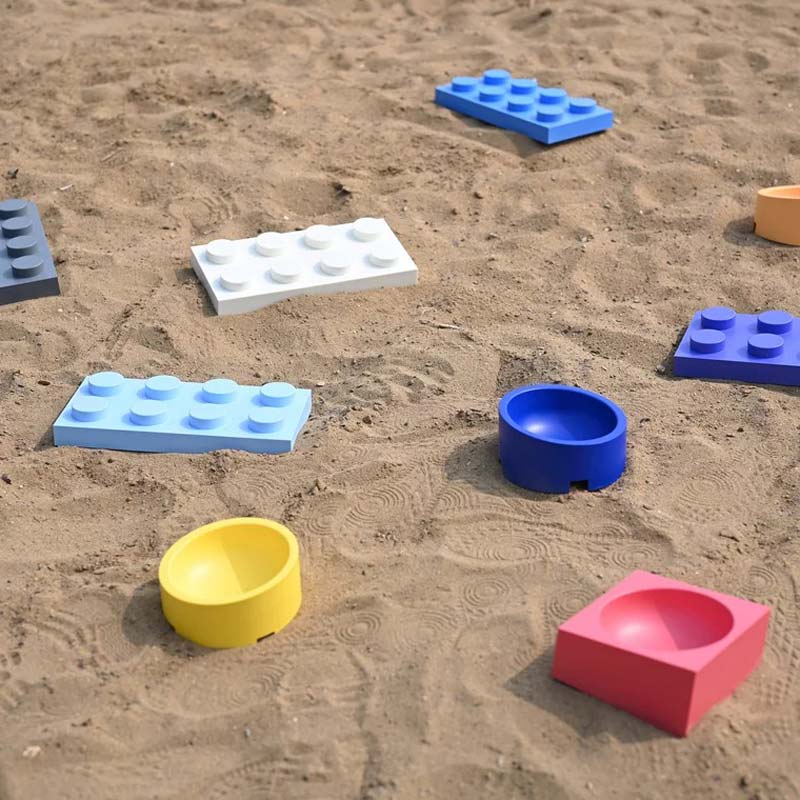 Shop customizable building block feeders with stainless bowls.