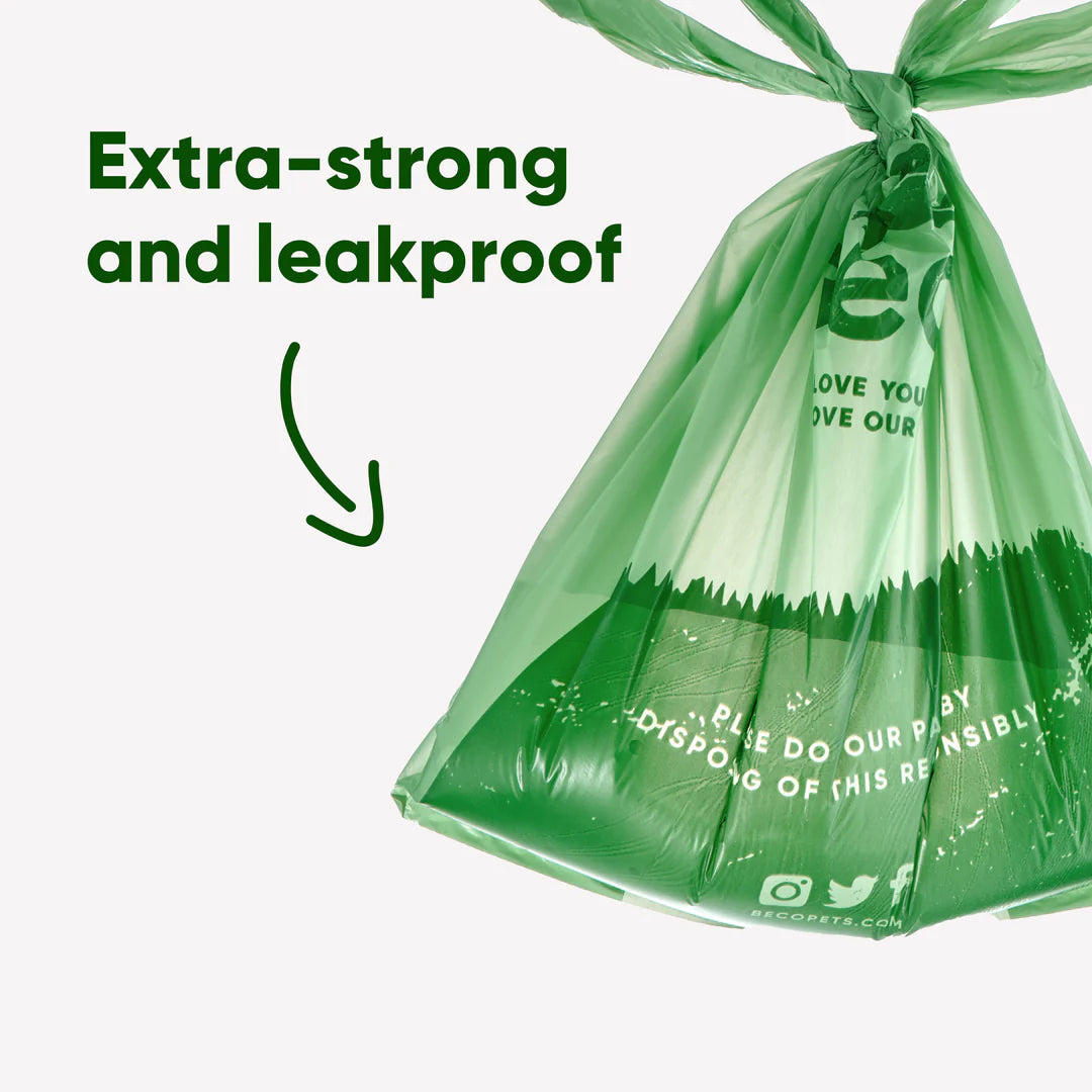 Beco Poop Bags With Handles – Leak-Proof, 100% Recycled Plastic (Unscented)
