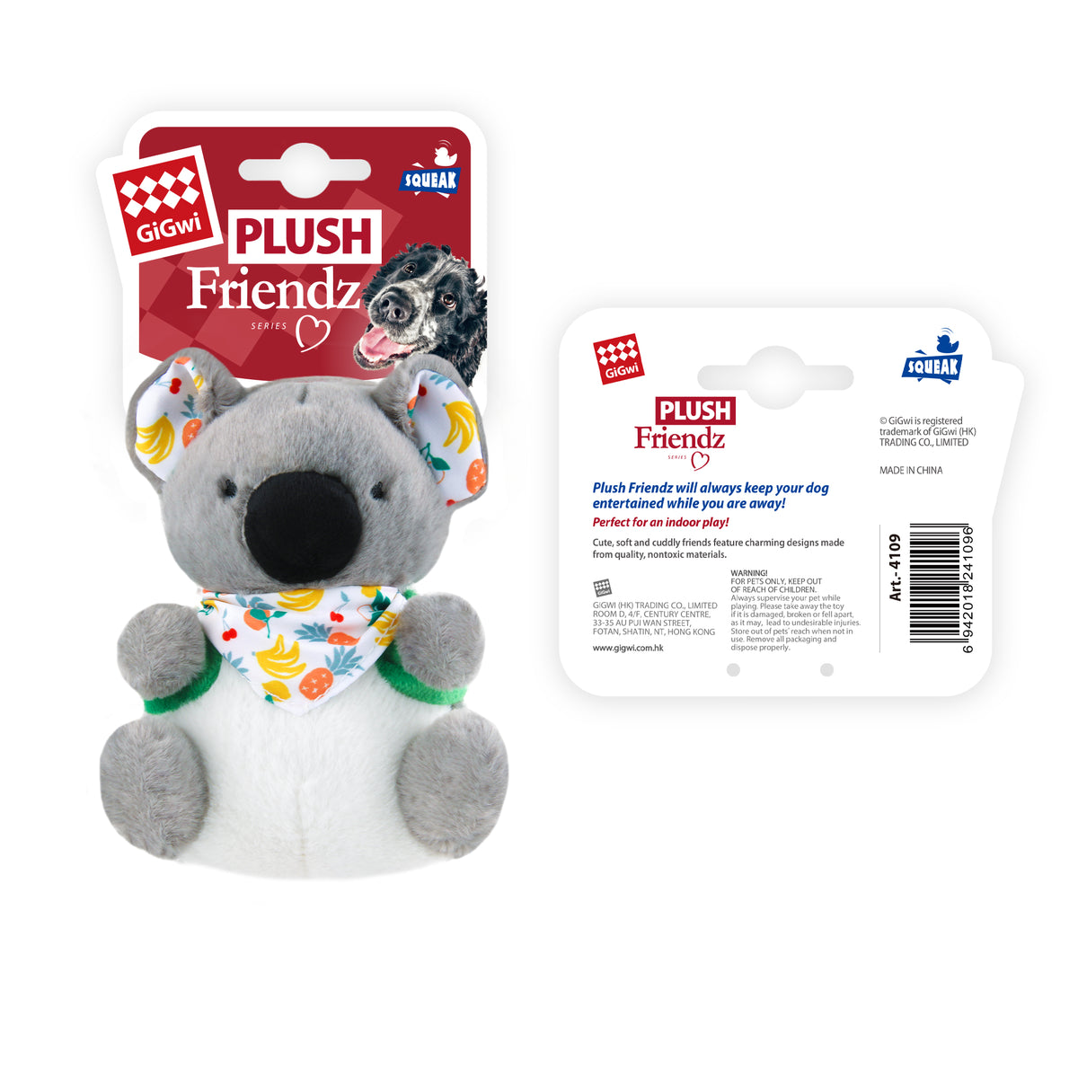 Plush Friendz Dog Toy | Koala with Backpack