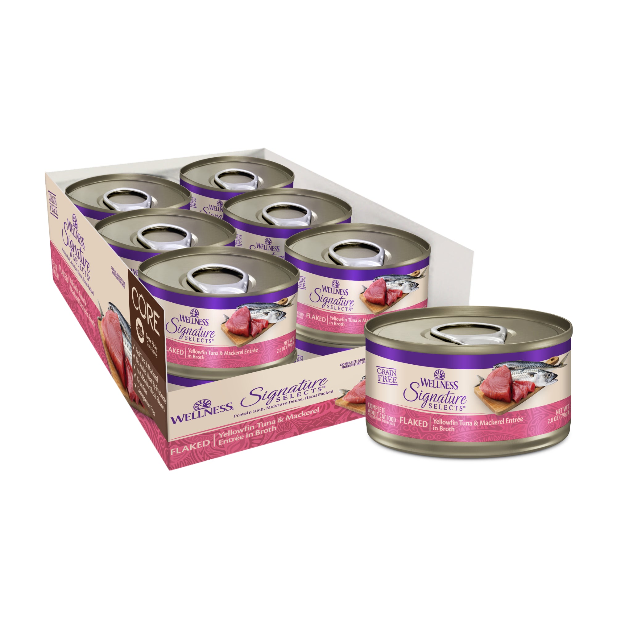 Wellness CORE Signature Selects Flaked Yellowfin Tuna & Mackerel Wet Cat Food (2.8oz)