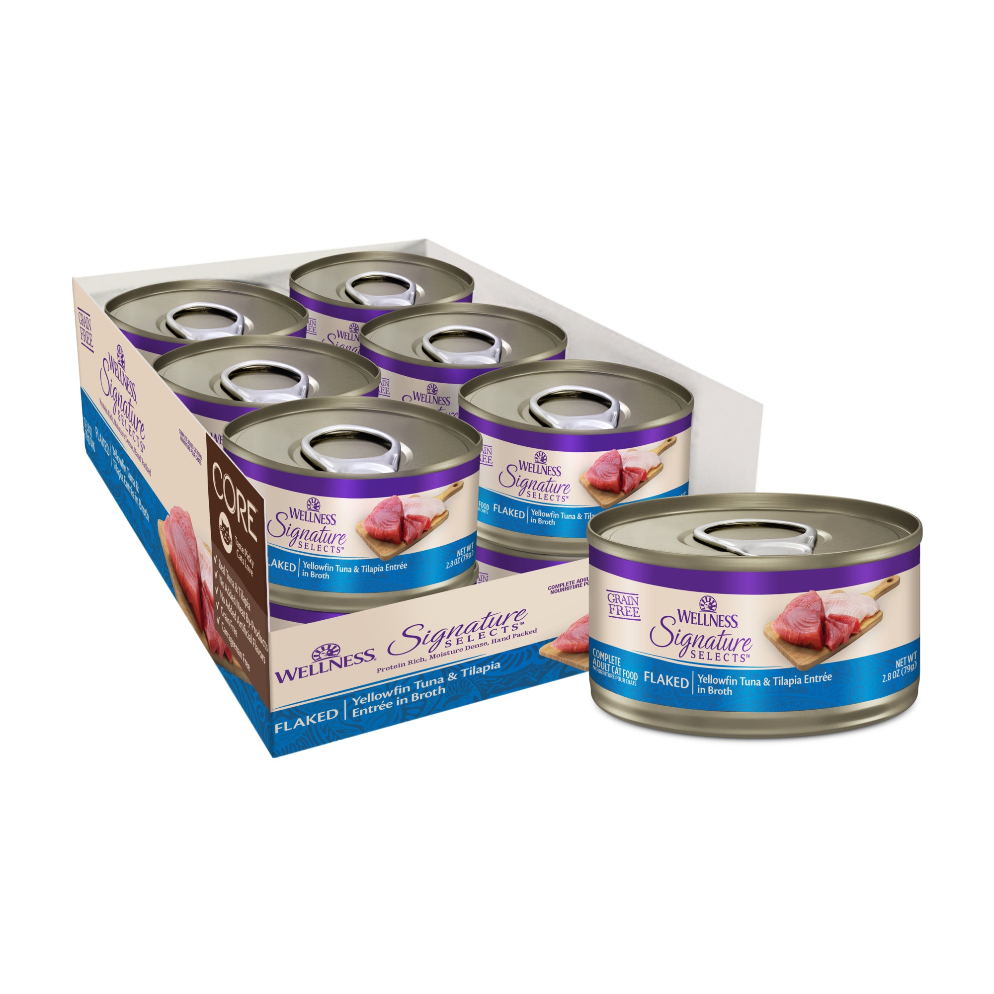 Wellness CORE Signature Selects Flaked Yellowfin Tuna & Tilapia Wet Cat Food (2.8oz)