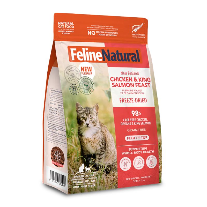Feline Natural Freeze Dried Chicken & King Salmon Feast Cat Food (320g)