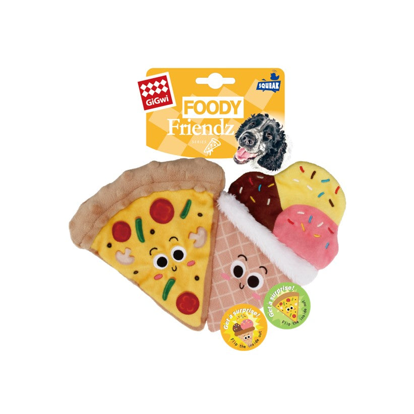 Foody Friendz Interactive Plush Dog Toy (Pizza & Ice Cream)
