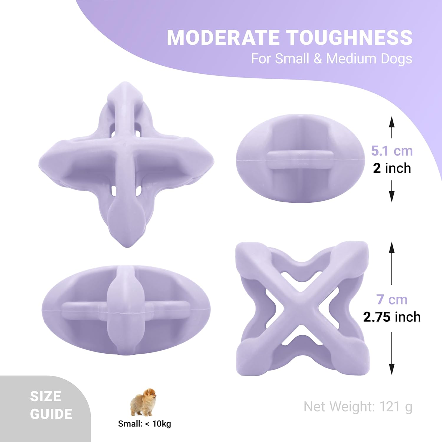 Chewtastic Geo-AstroRolly Purple Natural Rubber Enrichment Dog Toy (Gentle)