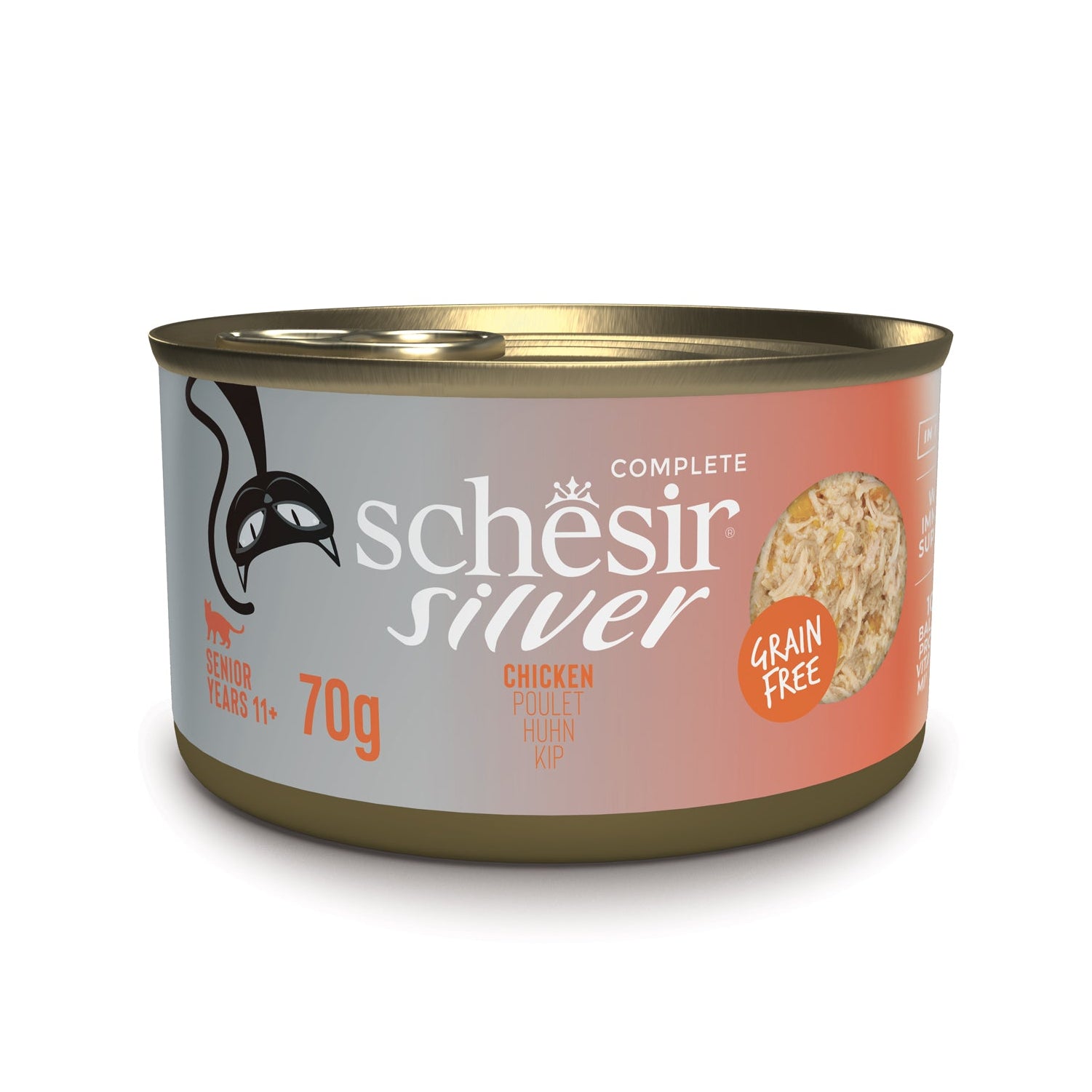 Schesir Silver Chicken in Broth Grain-Free Senior Canned Cat Food (70g)