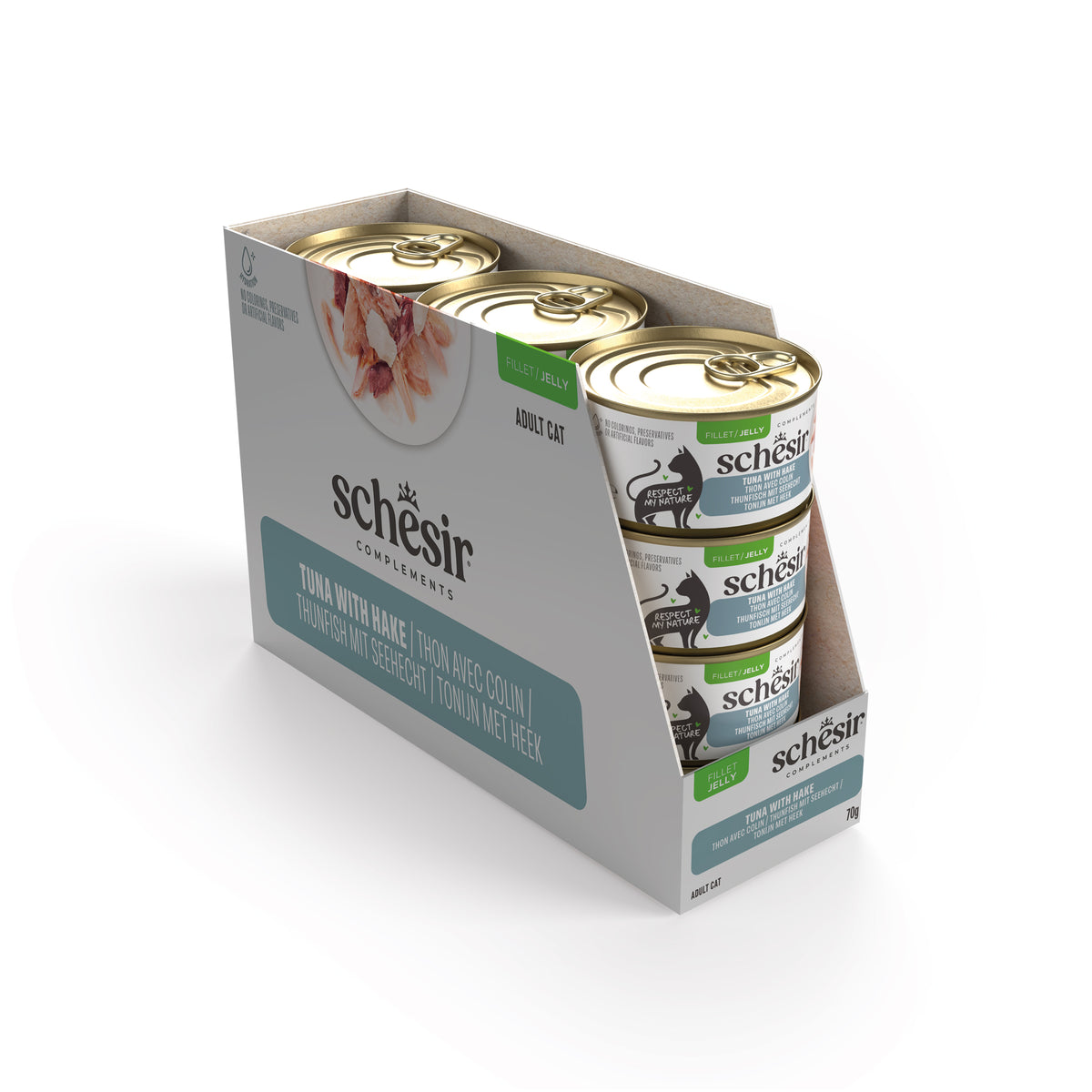 Schesir Complements Canned Wet Cat Food | Tuna with Hake in Jelly (70g)