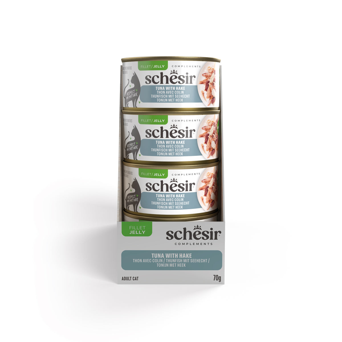 Schesir Complements Canned Wet Cat Food | Tuna with Hake in Jelly (70g)