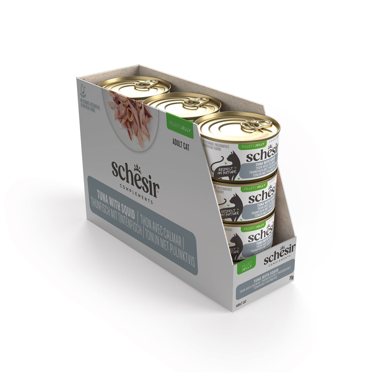 Schesir Complements Canned Wet Cat Food | Tuna with Squids in Jelly (70g)