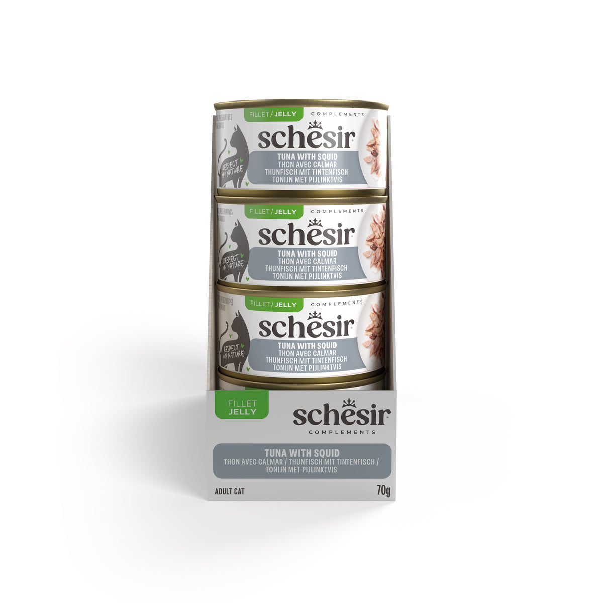 Schesir Complements Canned Wet Cat Food | Tuna with Squids in Jelly (70g)