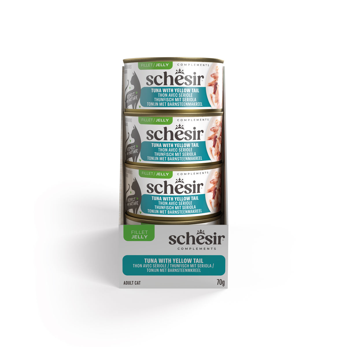 Schesir Complements Canned Wet Cat Food | Tuna with Yellow Tail in Jelly (70g)