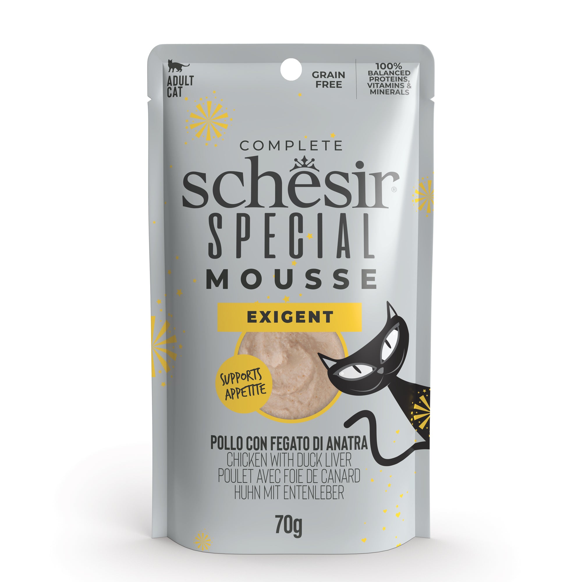 Schesir Special Mousse Exigent Chicken With Duck Liver Grain-Free Adult Pouch Cat Food (70g)