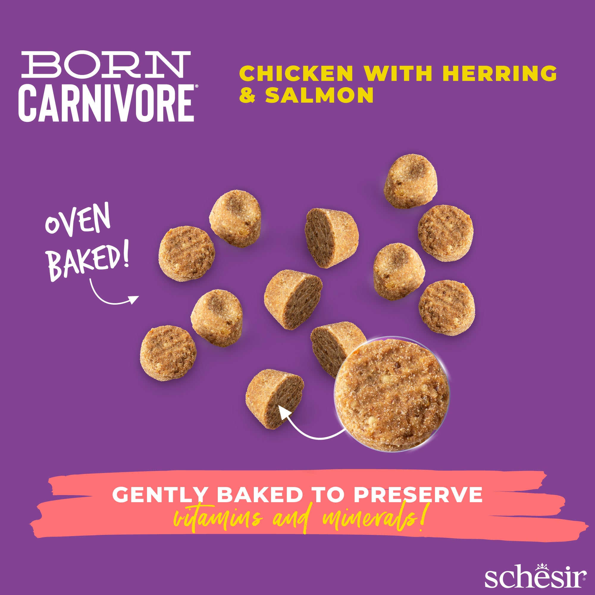 Schesir Born Carnivore Chicken with Herring & Salmon Oven Baked Grain Free Dry Cat Food