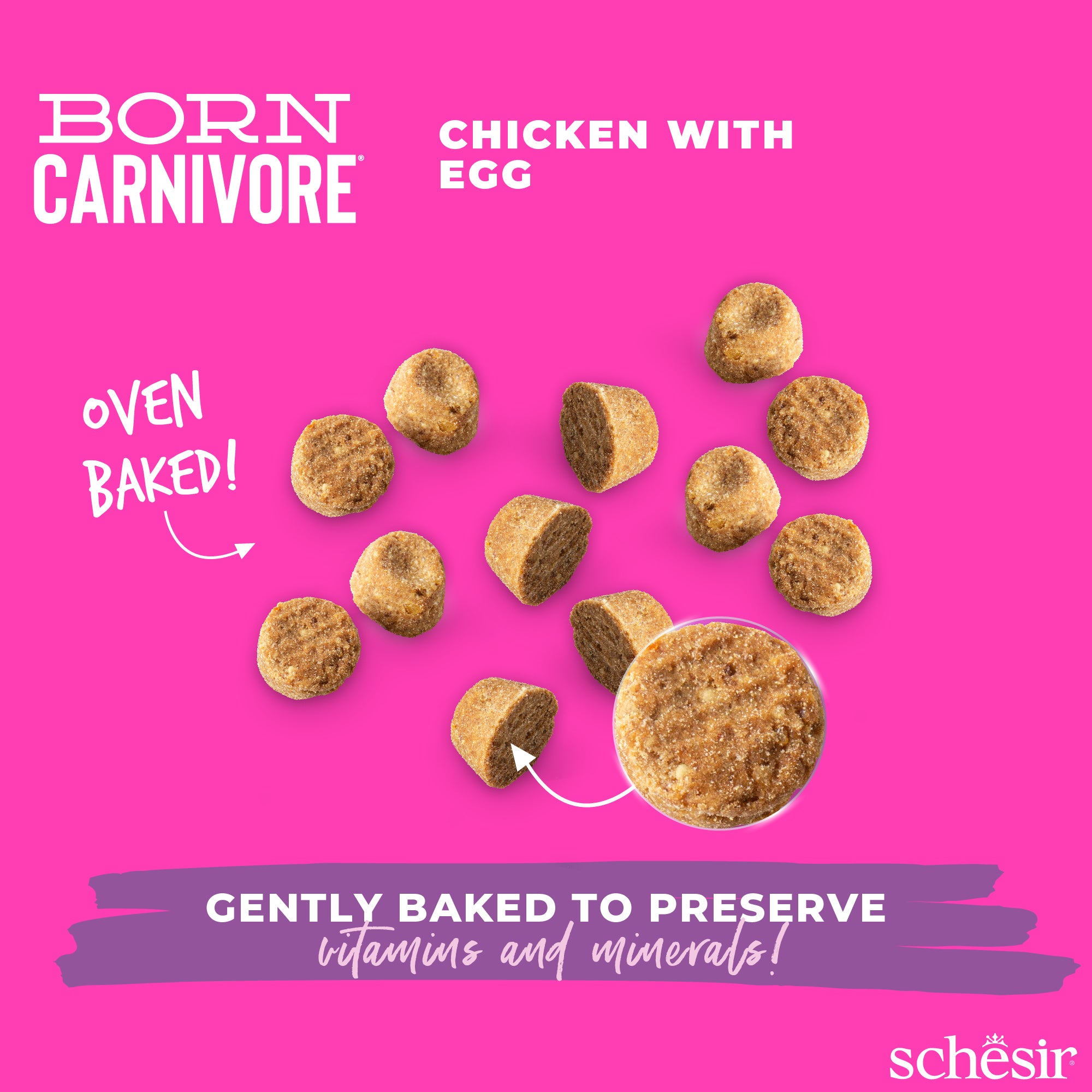 Schesir Born Carnivore Chicken with Egg Oven Baked Grain free Kitten Dry Cat Food
