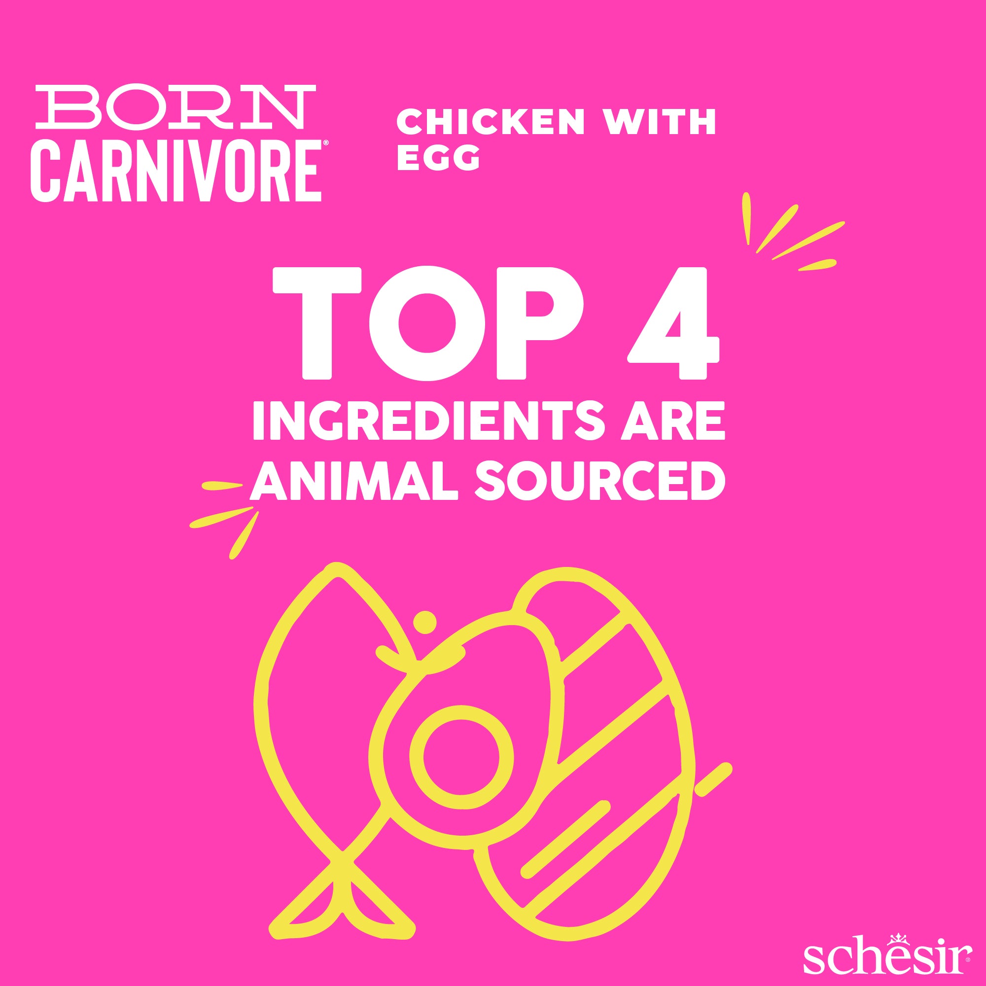 Schesir Born Carnivore Chicken with Egg Oven Baked Grain free Kitten Dry Cat Food