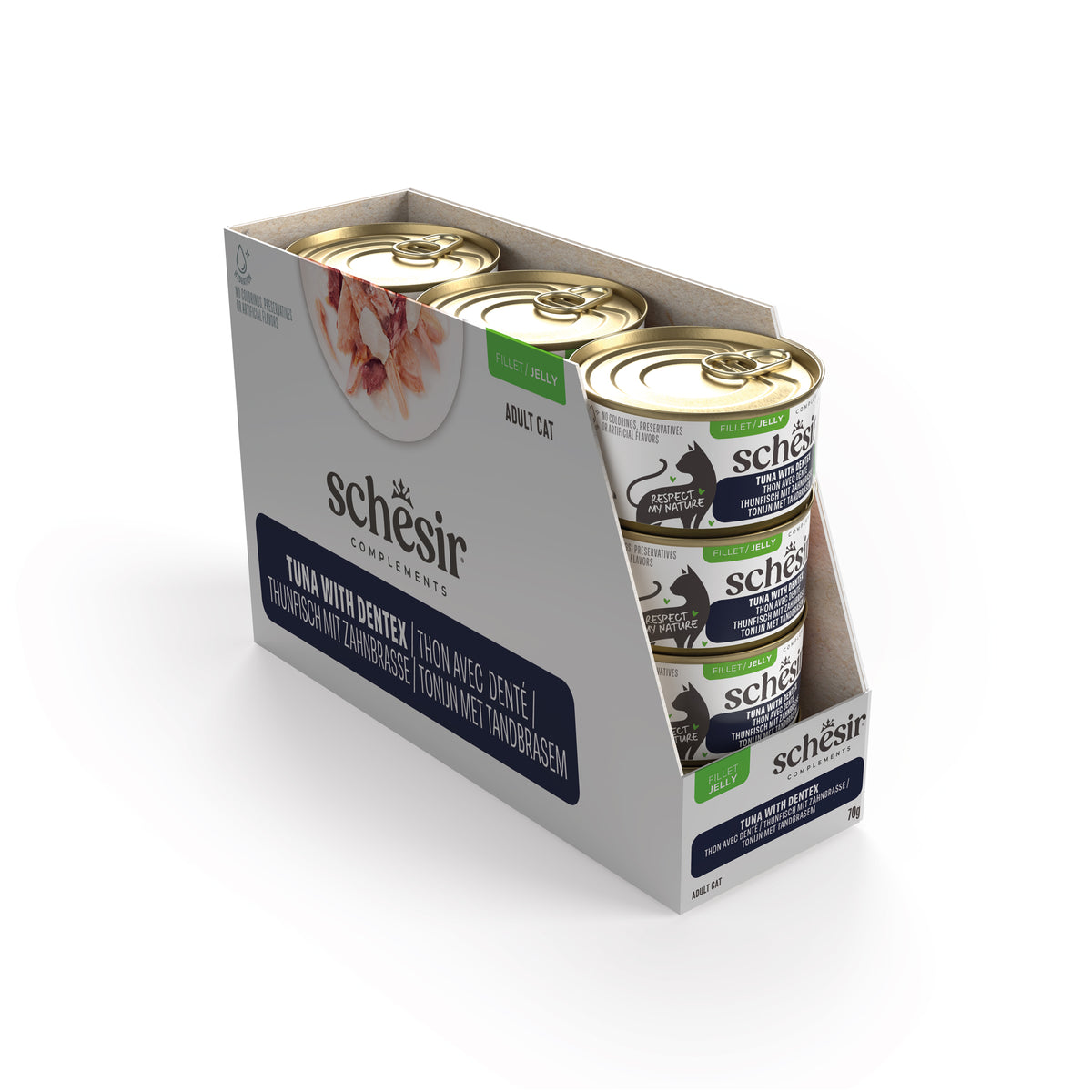 Schesir Complements Canned Wet Cat Food | Tuna with Dentex in Jelly (70g)
