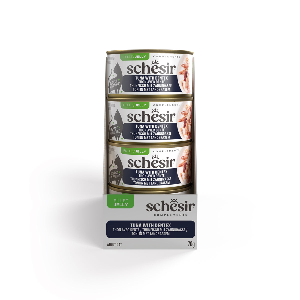 Schesir Complements Canned Wet Cat Food | Tuna with Dentex in Jelly (70g)