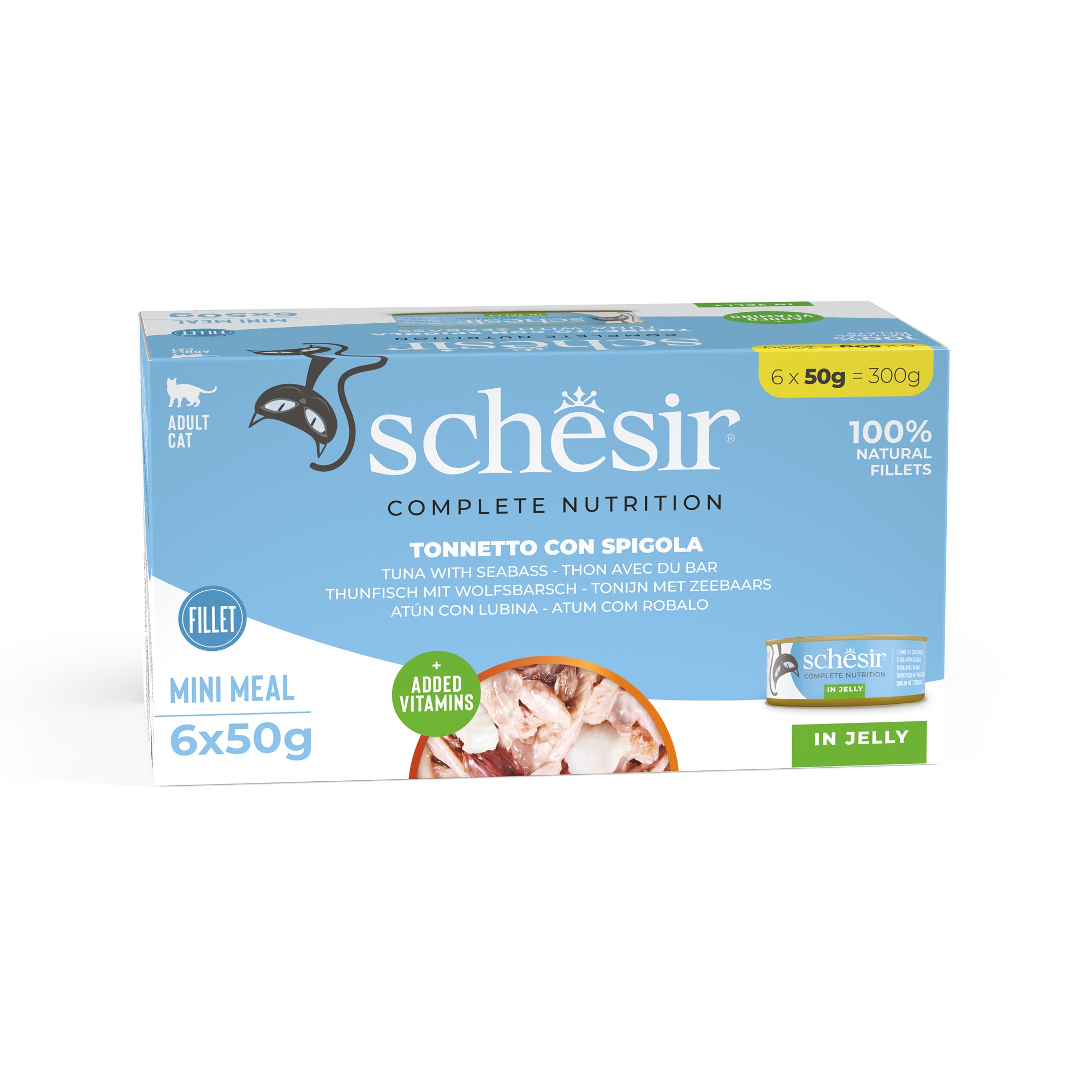 Schesir Mini Meals Tuna with Seabass in Jelly Adult Canned Cat Food (6 x 50g)