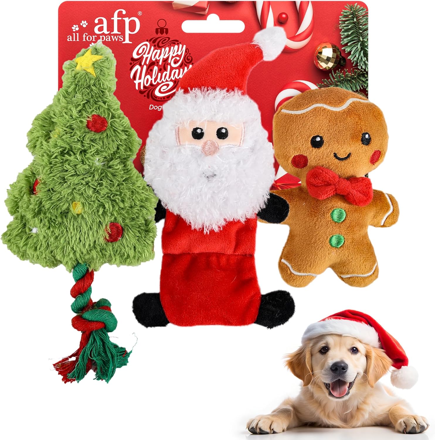 Ho Ho Ho Holiday Dog Toys (3 Pack)