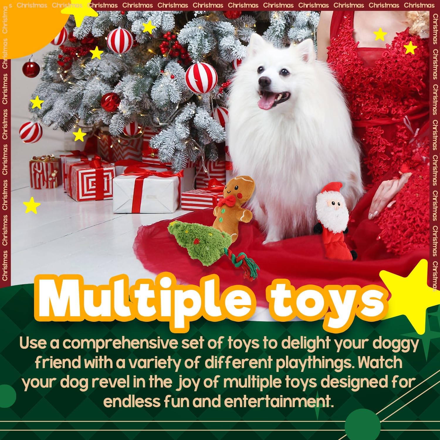 Ho Ho Ho Holiday Dog Toys (3 Pack)
