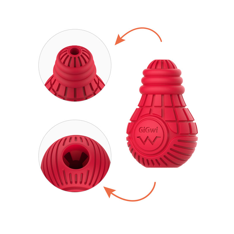 Bulb Treat Dispenser Rubber Dog Toy (Medium) - Red