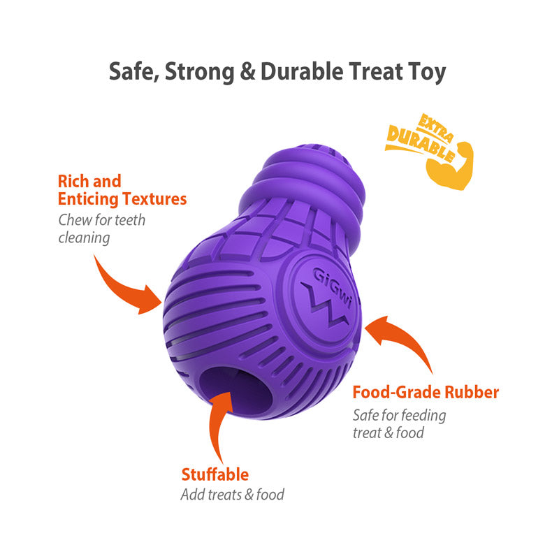 Bulb Treat Dispenser Rubber Dog Toy (Large) - Purple