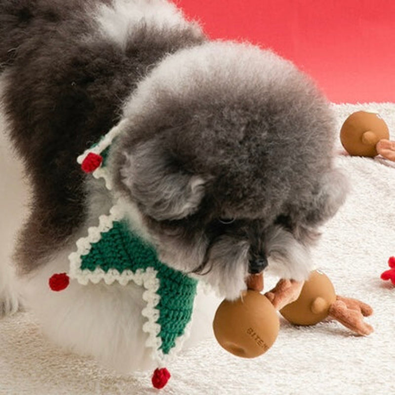 Furry Christmas Latex Dog Toy - Rudolph & Tree (Set of 2)