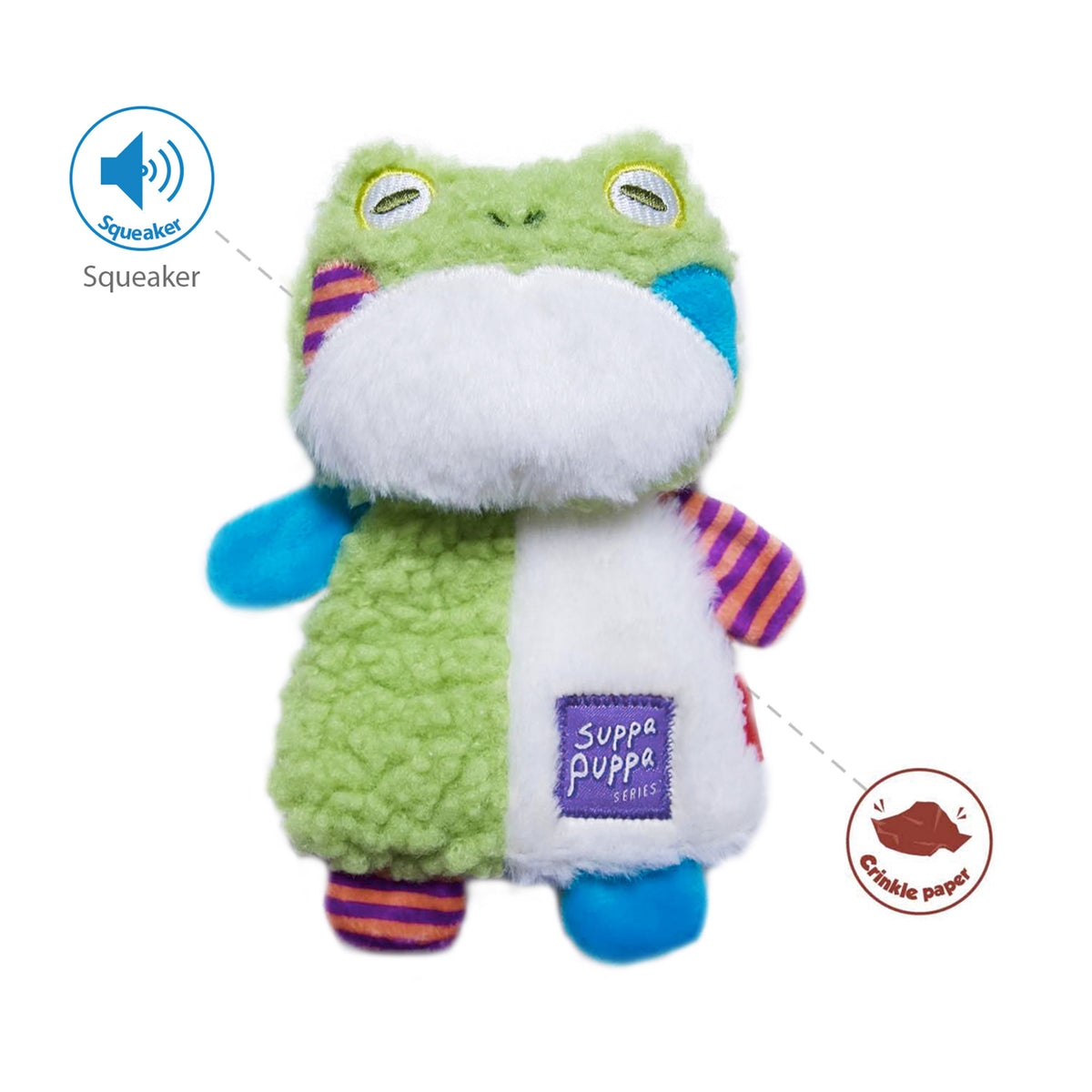 Suppa Puppa Crinkly Plush Dog Toy - Frog