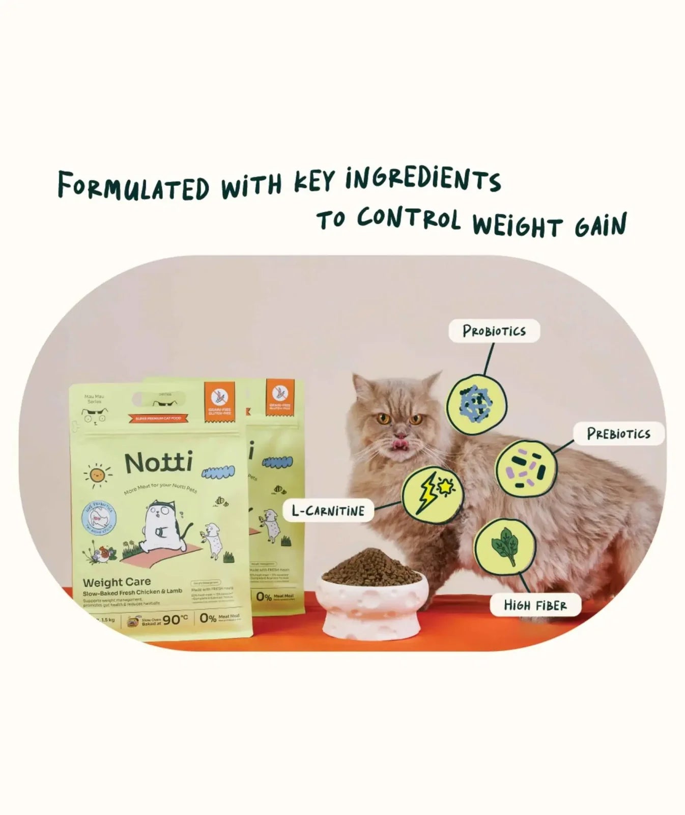 Notti Slow-Baked Fresh Chicken & Lamb Weight Care Cat Dry Food (For Indoor Cats)