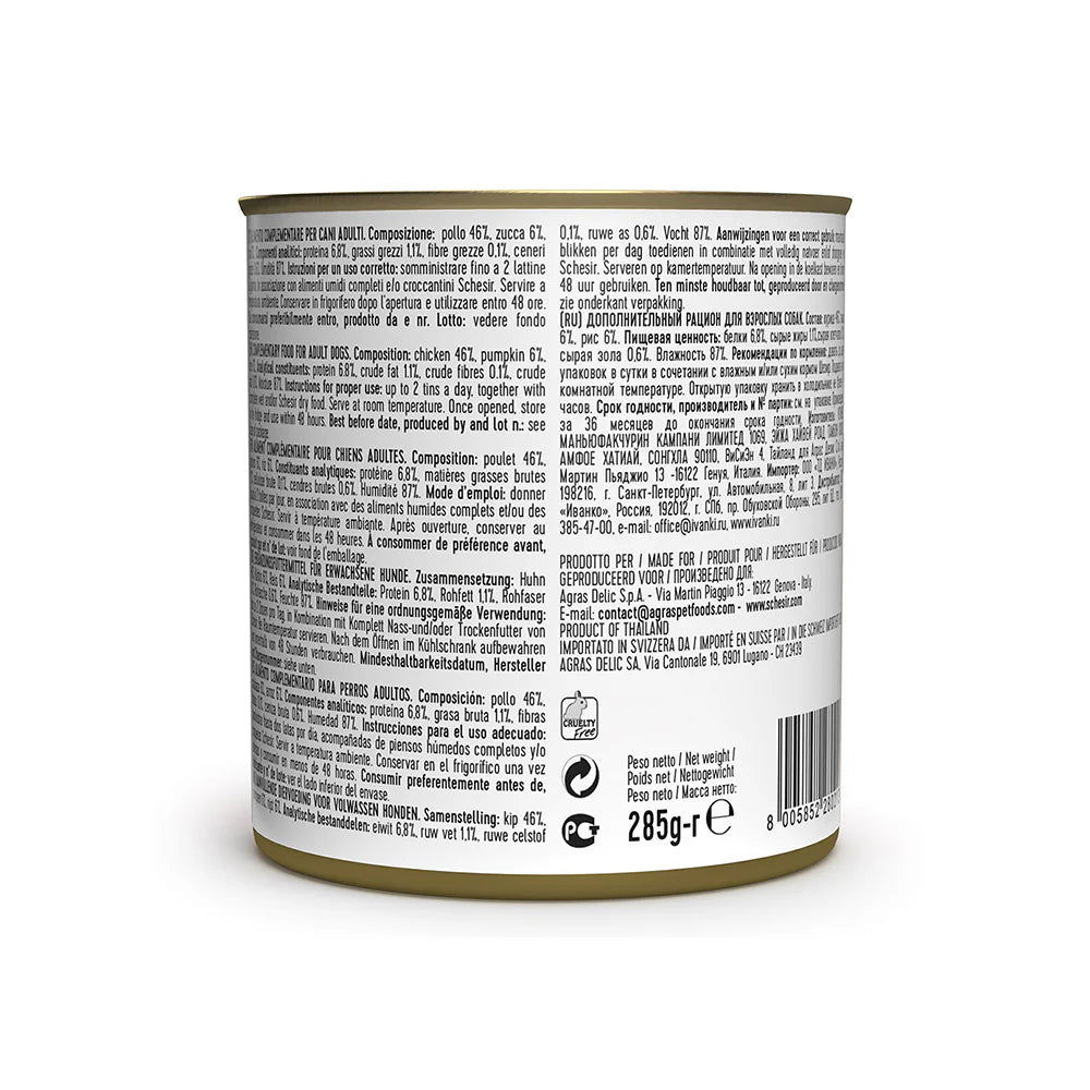 Schesir Chicken with Pumpkin Canned Dog Food (285g)