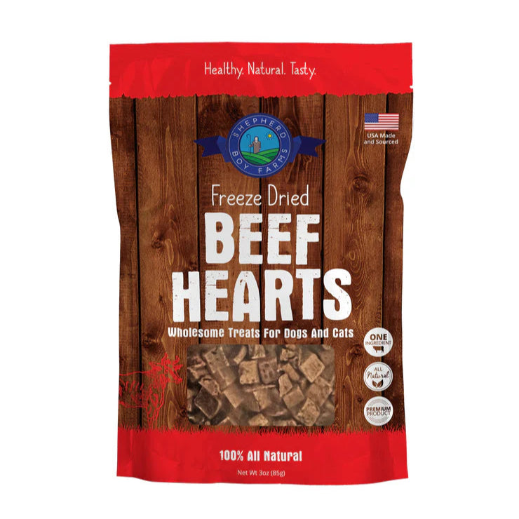 Shepard Boy Farms freeze-dried beef hearts for dogs and cats Creatureland