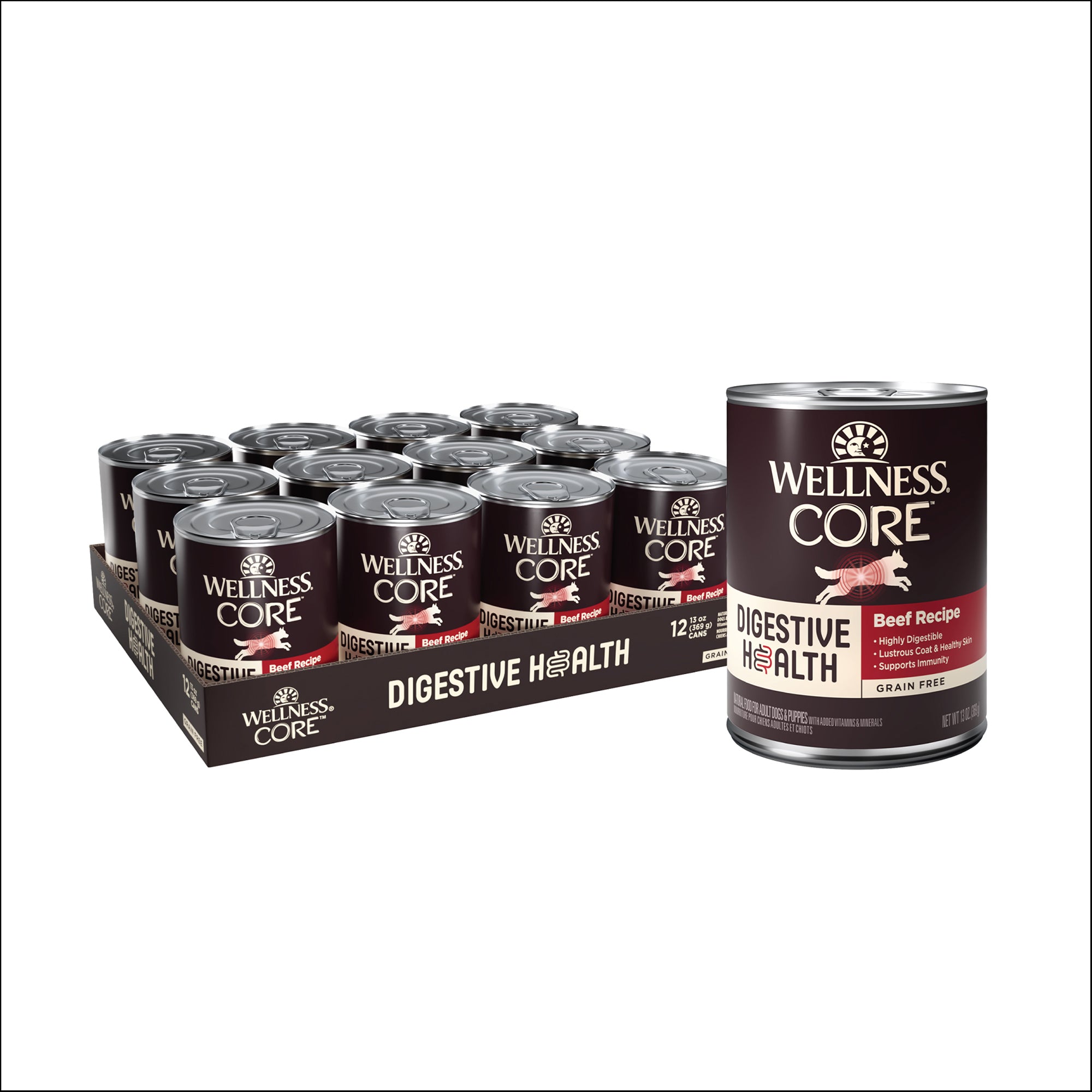 Wellness CORE Digestive Health Beef Grain-Free Canned Wet Dog Food (13oz)
