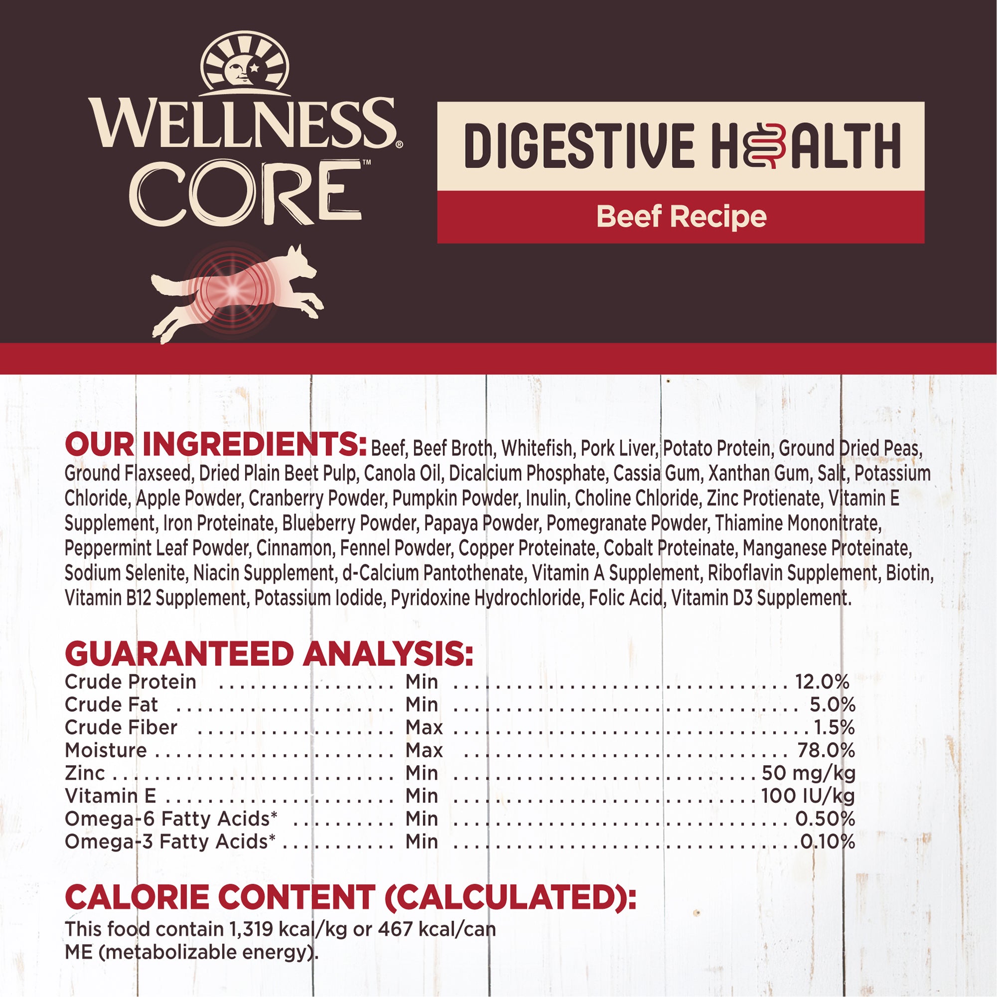 Wellness CORE Digestive Health Beef Grain-Free Canned Wet Dog Food (13oz)