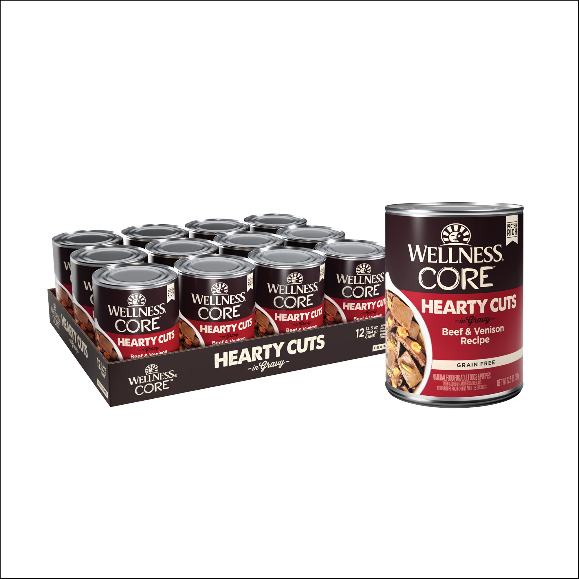 Wellness CORE Grain-Free Hearty Cuts In Gravy Beef & Venison Canned Wet Dog Food (12.5oz)