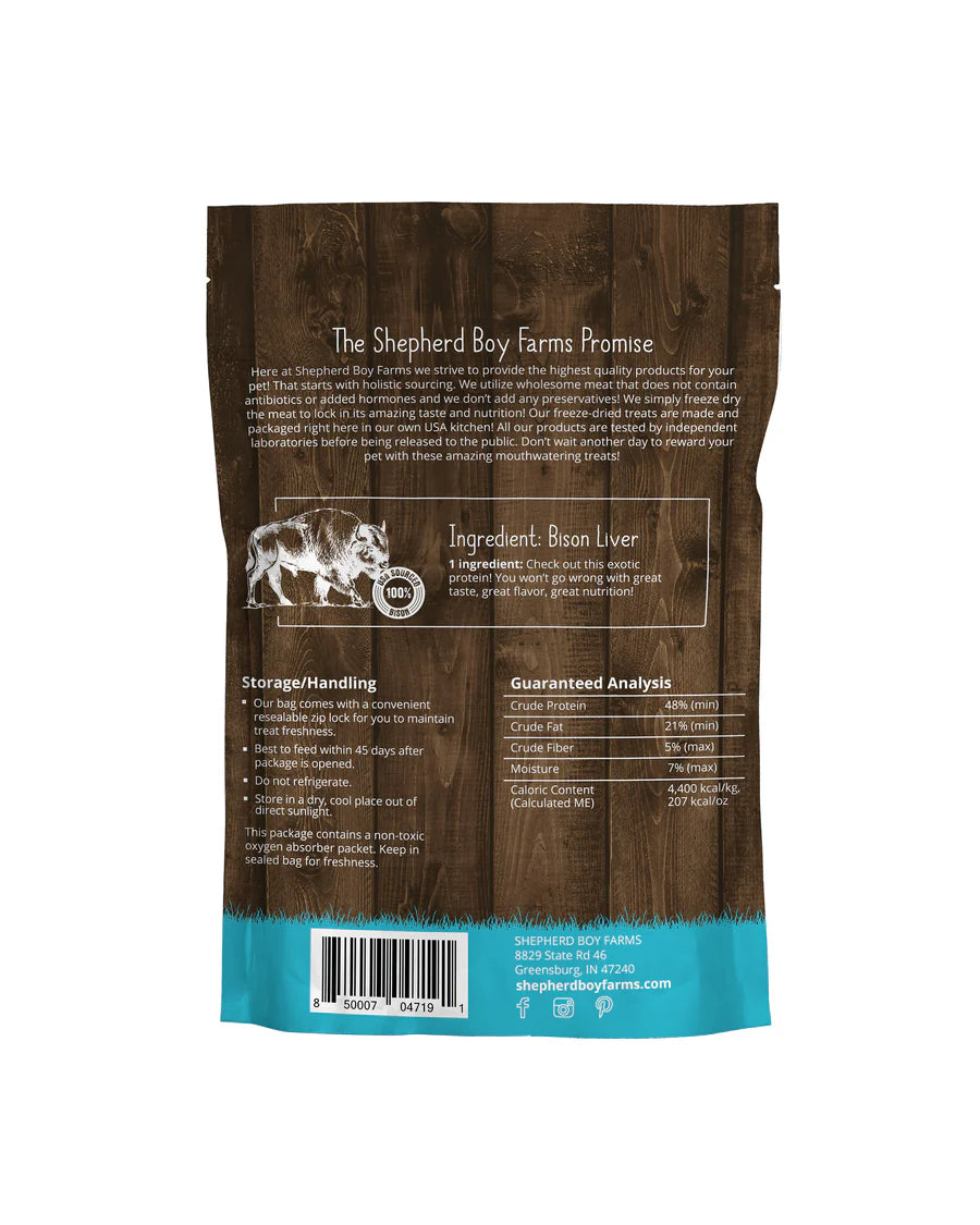 shepard boy farms freeze-dried bison liver treats for pets creatureland