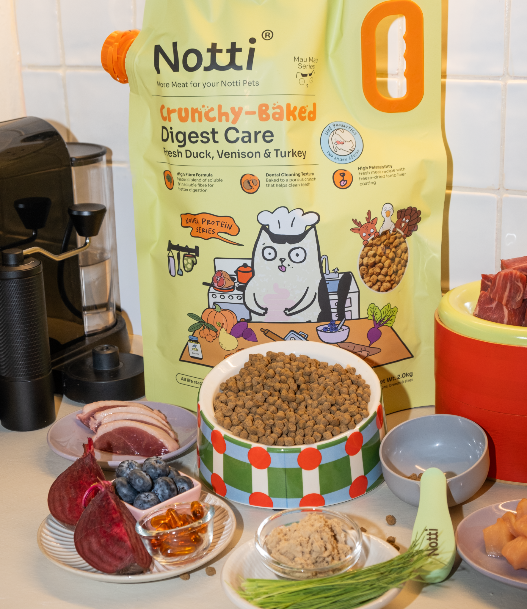 Notti Crunchy-Baked Digest Care Fresh Duck, Venison & Turkey Cat Dry Food