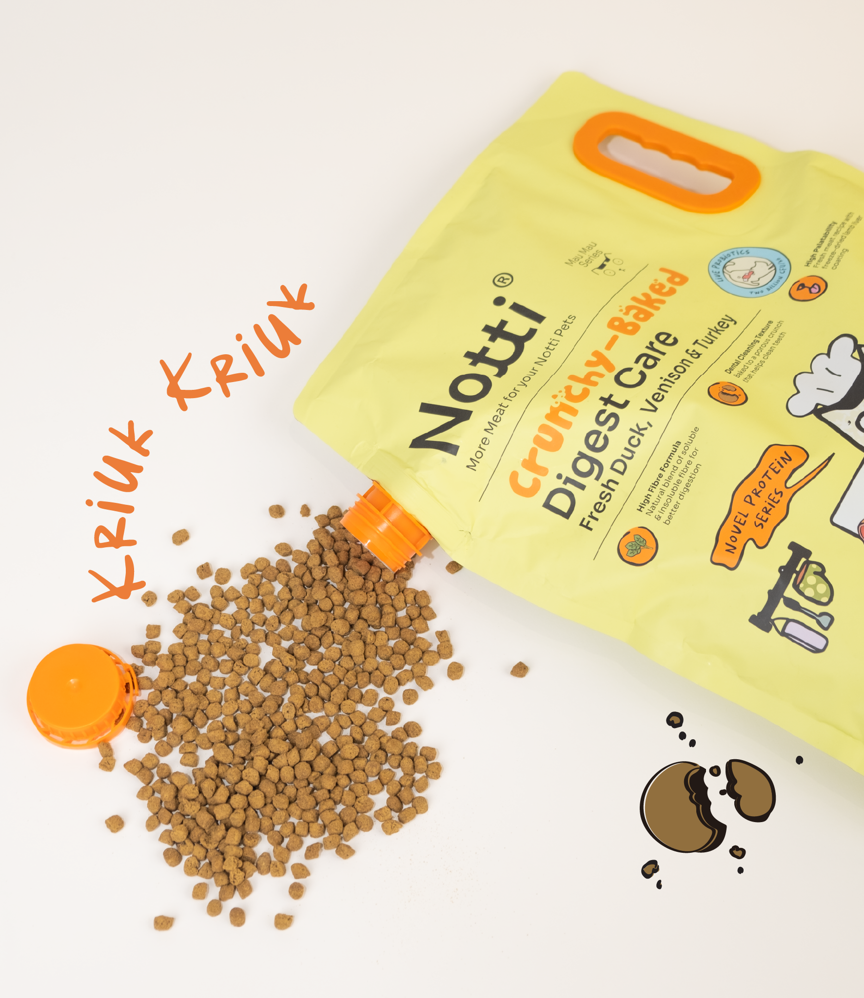 Notti Crunchy-Baked Digest Care Fresh Duck, Venison & Turkey Cat Dry Food