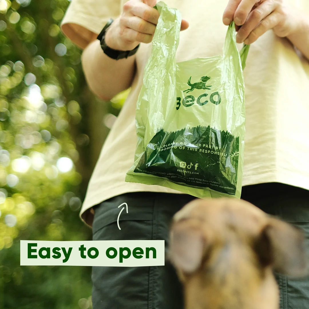 Beco Poop Bags With Handles on Rolls – Leak-Proof, 100% Recycled Plastic (Unscented)