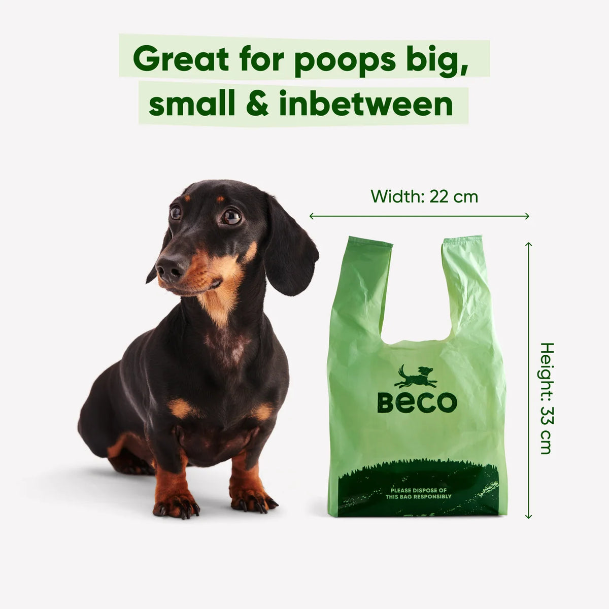 Beco Poop Bags With Handles on Rolls – Leak-Proof, 100% Recycled Plastic (Unscented)