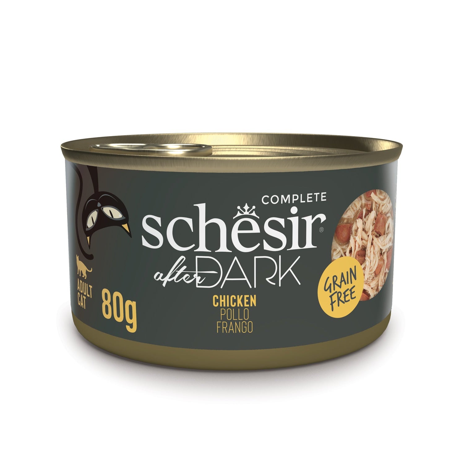 Schesir After Dark Chicken in Broth Grain-Free Adult Canned Cat Food (80g)