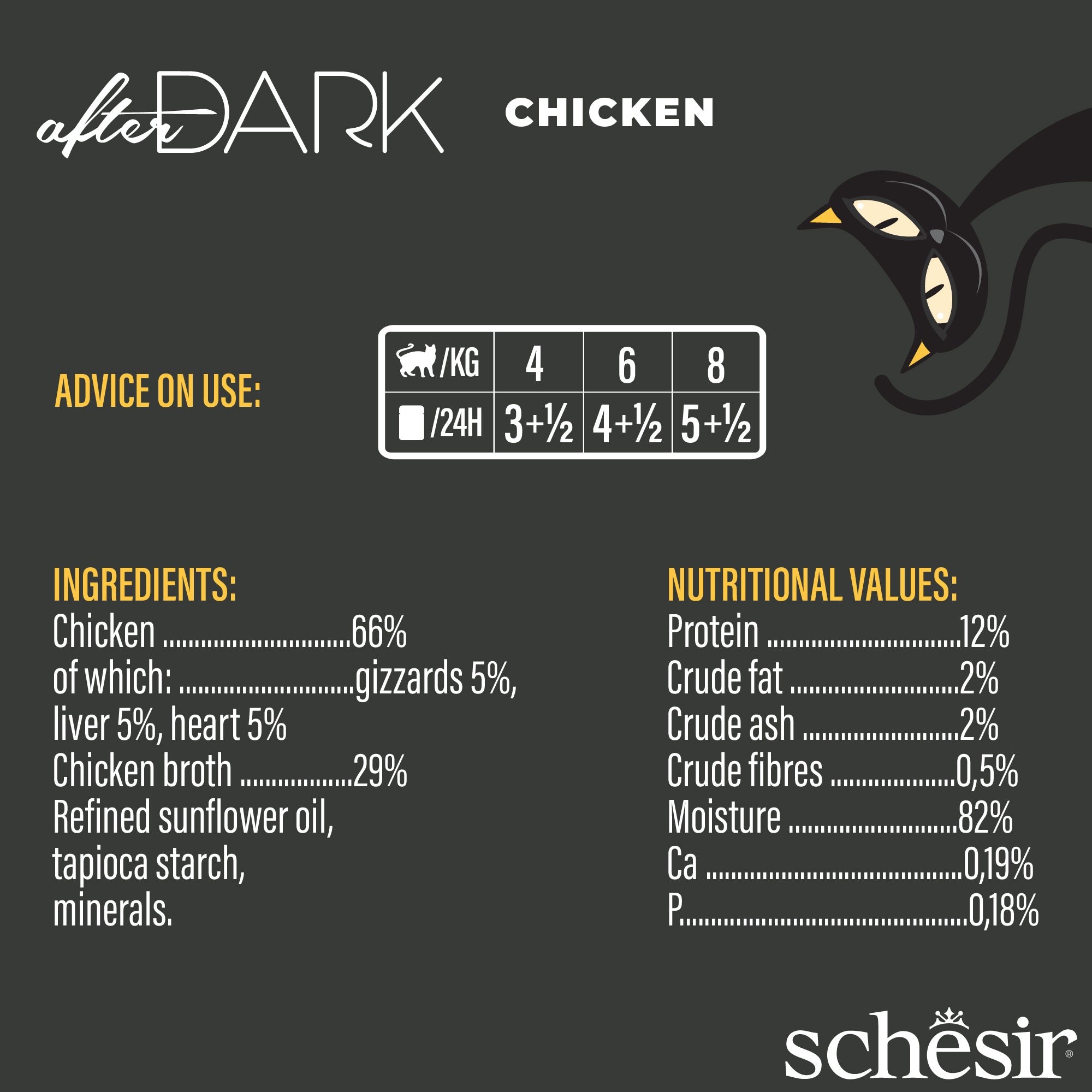 Schesir After Dark Chicken in Broth Grain-Free Adult Canned Cat Food (80g)