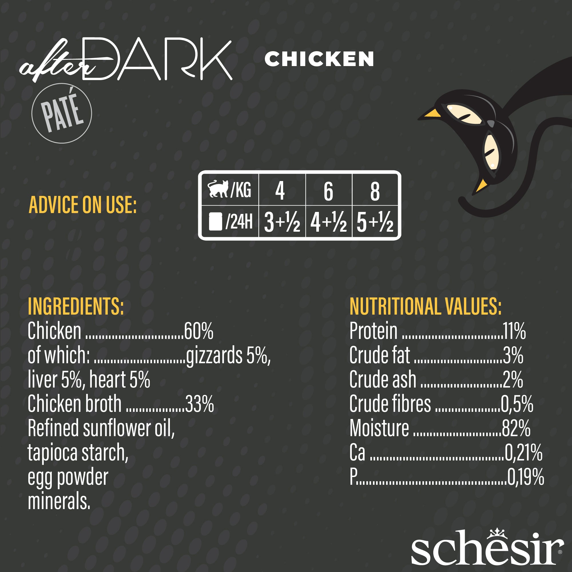 Schesir After Dark Chicken Pate Grain-Free Adult Canned Cat Food (80g)