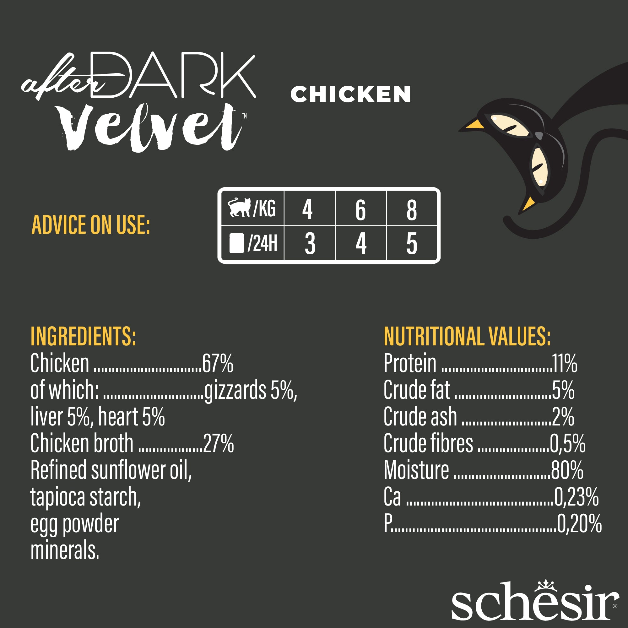 Schesir After Dark Velvet Mousse Chicken Grain-Free Adult Pouch Cat Food (80g)