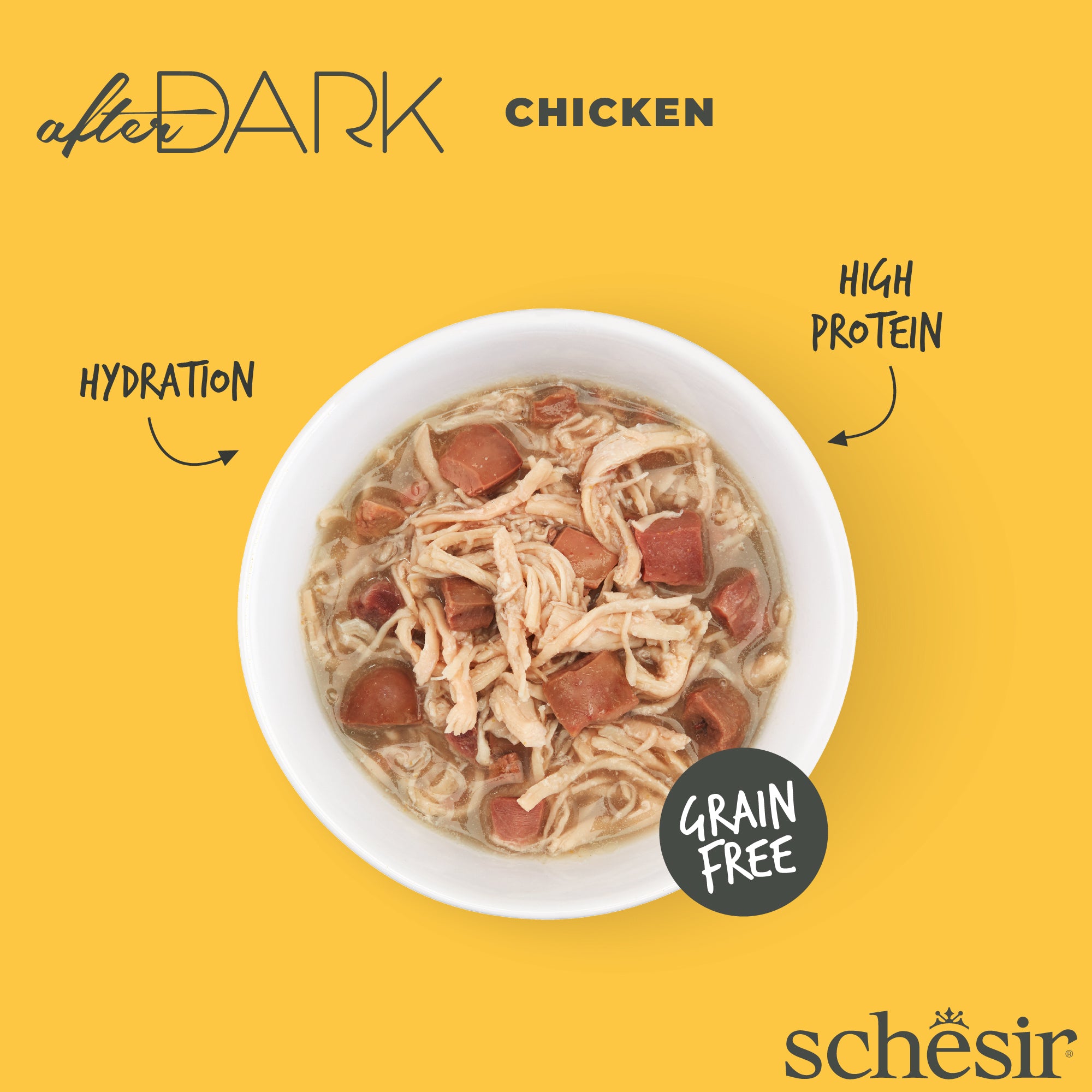 Schesir After Dark Chicken in Broth Grain-Free Adult Canned Cat Food (80g)