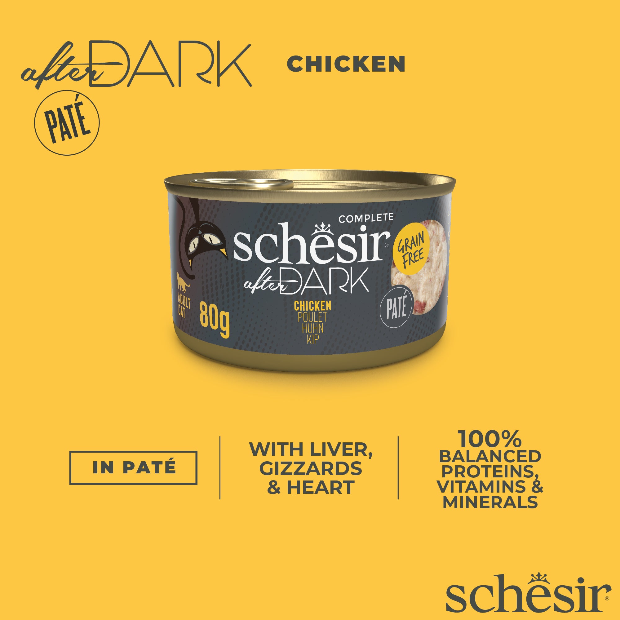 Schesir After Dark Chicken Pate Grain-Free Adult Canned Cat Food (80g)