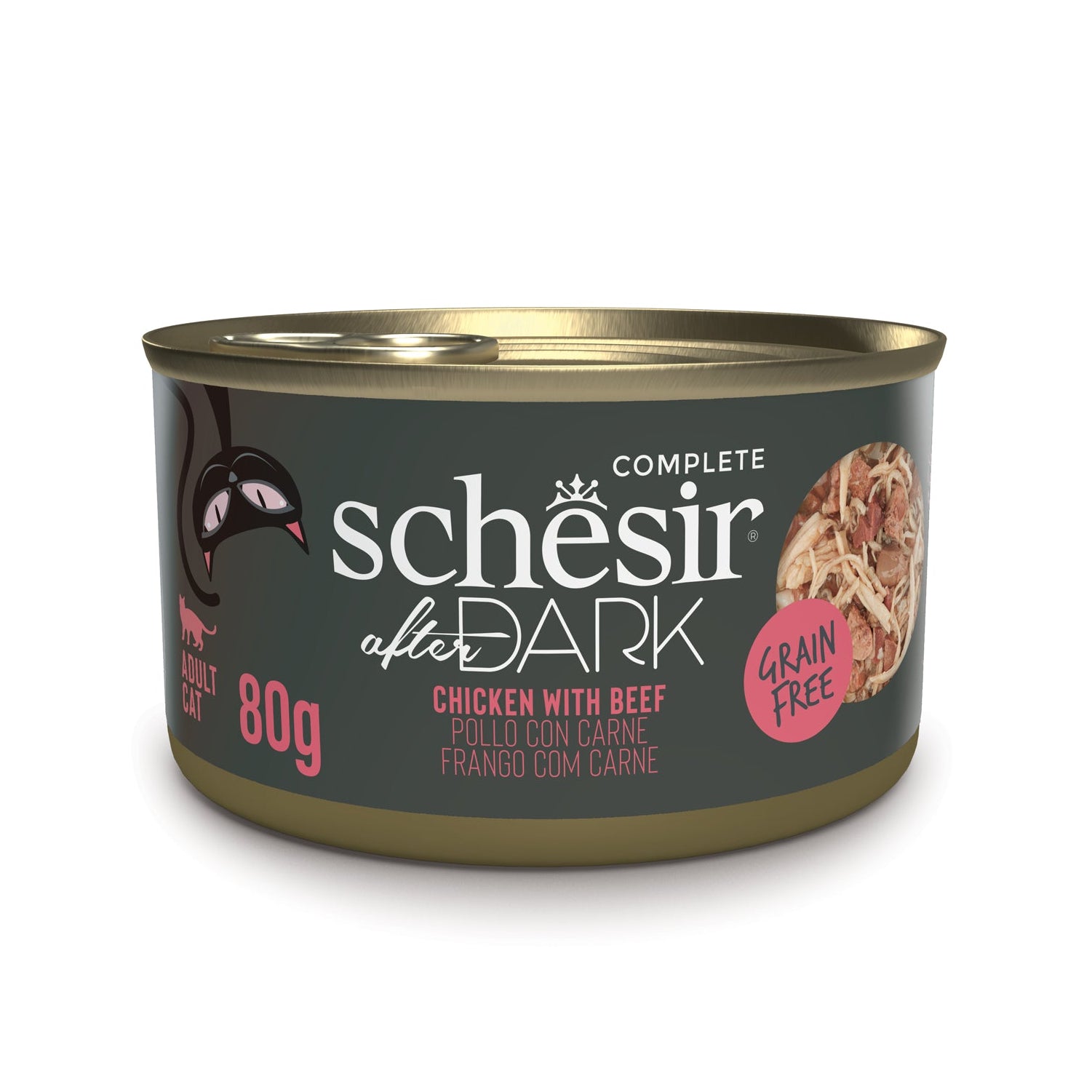 Schesir After Dark Chicken With Beef in Broth Grain-Free Adult Canned Cat Food (80g)