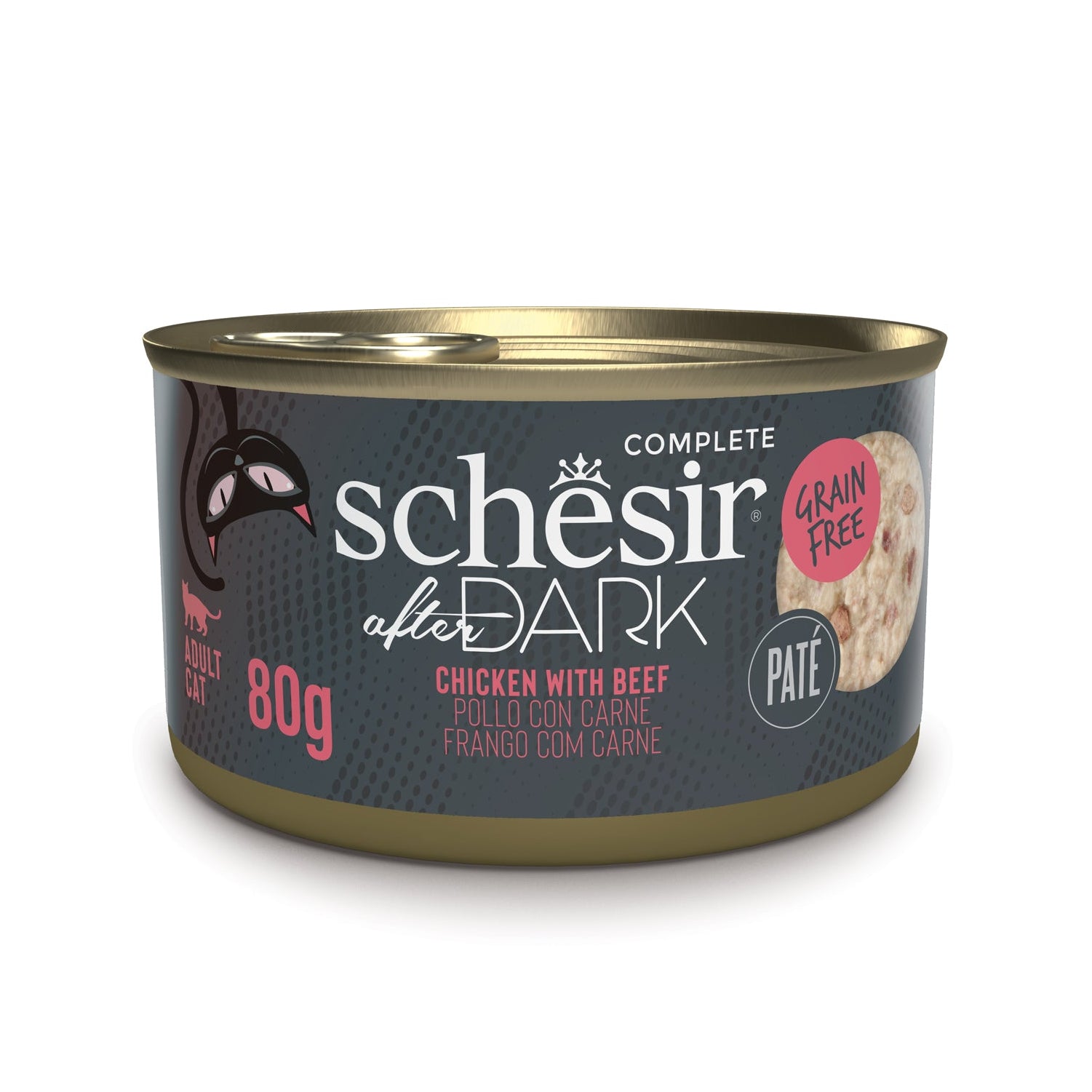 Schesir After Dark Chicken With Beef Pate Grain-Free Adult Canned Cat Food (80g)