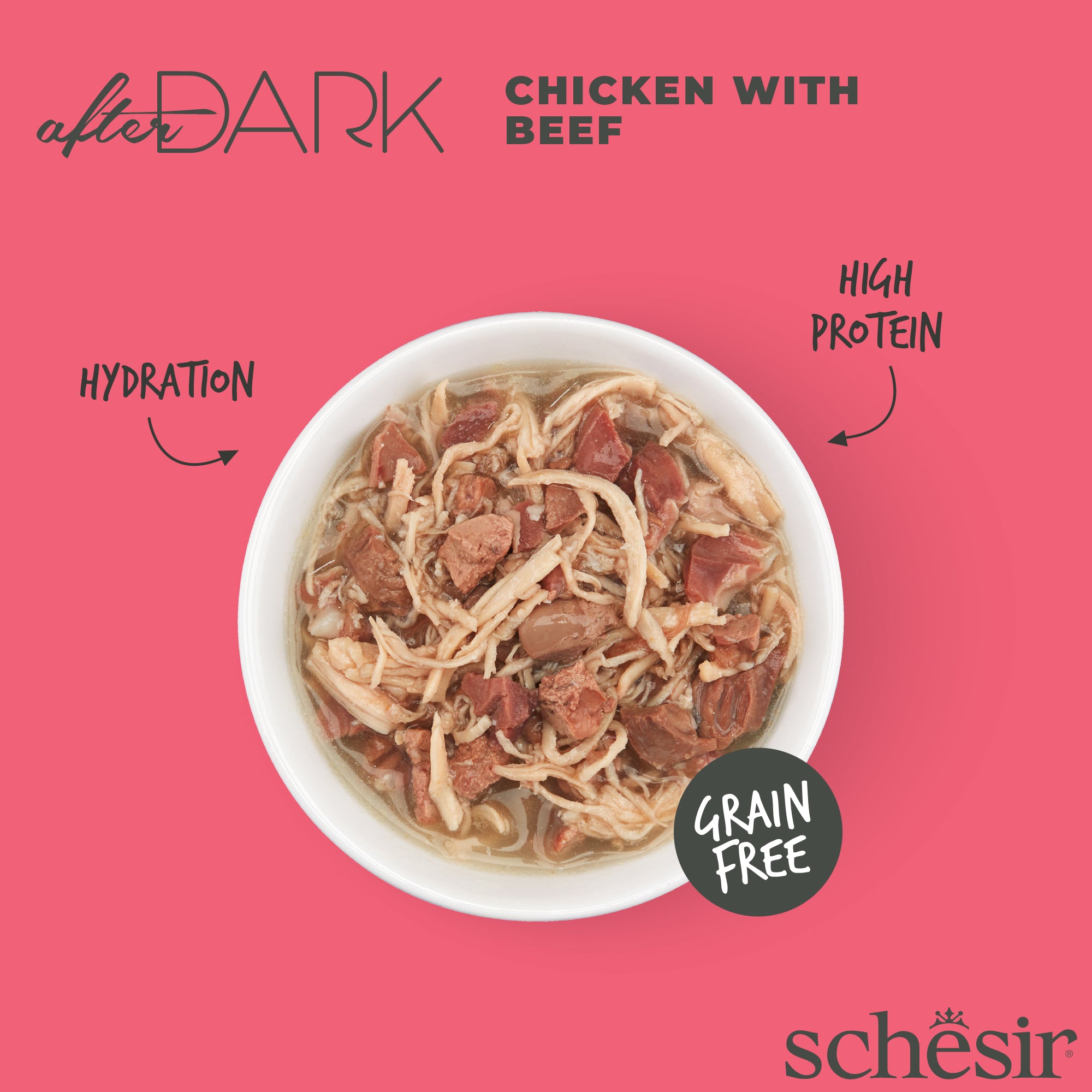 Schesir After Dark Chicken With Beef in Broth Grain-Free Adult Canned Cat Food (80g)
