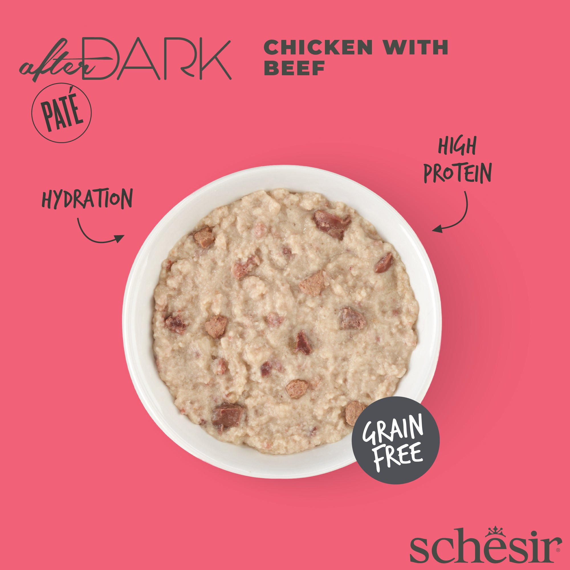 Schesir After Dark Chicken With Beef Pate Grain-Free Adult Canned Cat Food (80g)