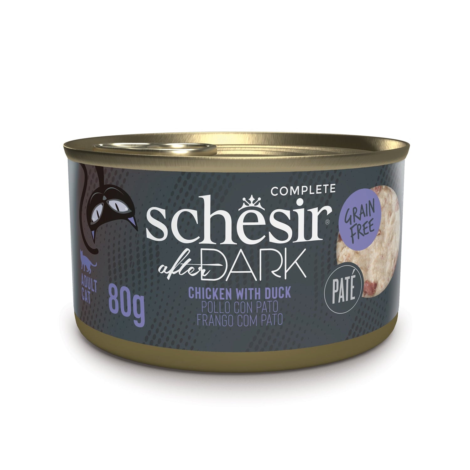 Schesir After Dark Chicken With Duck Pate Grain-Free Adult Canned Cat Food (80g)