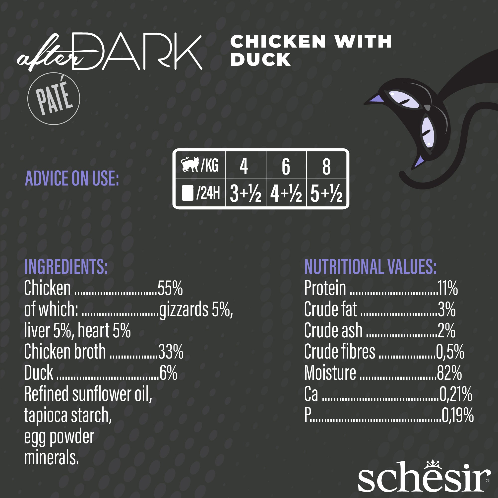 Schesir After Dark Chicken With Duck Pate Grain-Free Adult Canned Cat Food (80g)